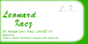 leonard kacz business card